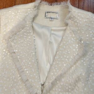 Alberto Makali Cream Blazer with Sequin Accents